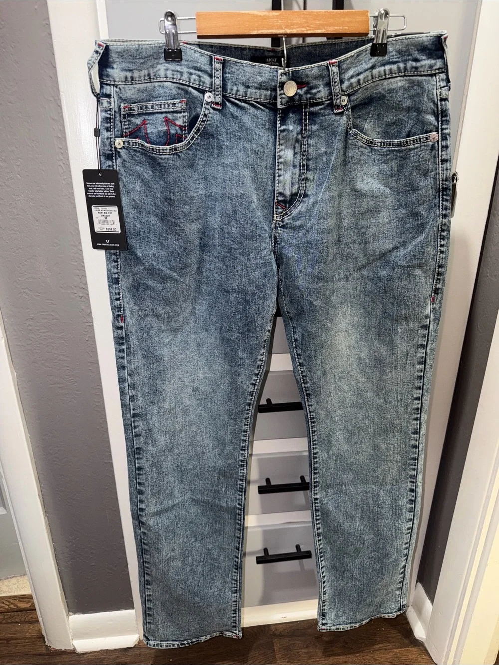 True Religion Straight Leg Stonewash Blue Jeans